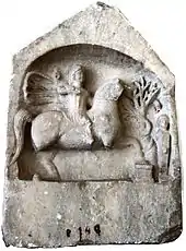 Thracian horseman  with a serpent-entwined tree, Histria Museum, Romania