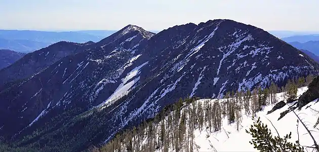 Three Brothers west aspect, from Navaho Peak