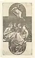 Three Muses and a Putto with a Lyre, a cruciform composition, from a series of eight compositions after Francesco Primaticcio's designs for the ceiling of the Gallery of Ulysses (destroyed 1738-39) at Fontainebleau