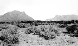 Threemile Mountain (on the left), looking northwest (USGS photo by George B. Richardson, 1913)