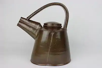 Thrown, Altered, Salt Glazed teapot by Walter Keeler.