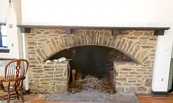Fireplace in lower studio