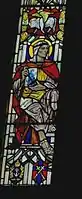 Thurrock window. One of the four Apostles with crests below of Navy and Army. Photograph courtesy Roger Going.