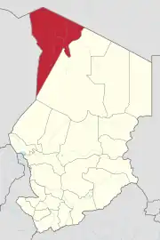 Map of Chad showing Tibesti.