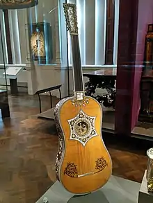 A baroque guitar by Joachim Tielke in the V&A Museum, London, UK.