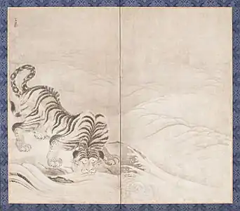 Tiger Drinking from a Raging River. Circa 1640.