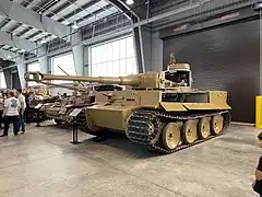 Tiger 712 on display at the US Army Armor & Cavalry Collection, Fort Moore, USA, showing the cutaway sections of the left hull and turret.