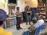 The Yavapai County Sheriff's Office at a public meeting in Crown King giving updates on the Tiger Fire