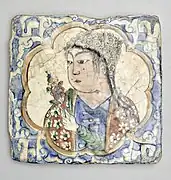 Tile, fritware with underglaze painting. 17th century