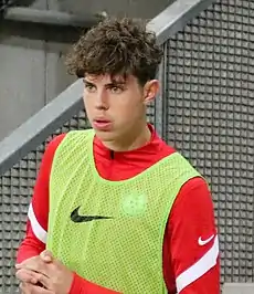 Tim Paumgartner in a yellow jersey during a training session