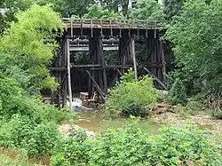 Timber trestle bridge over Shoal Creek