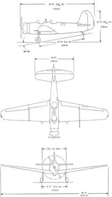 3-view line drawing of the Timm N2T-1 Tutor