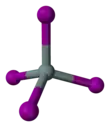 Ball-and-stick model of the tin(IV) iodide molecule