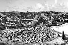 B-29 Superfortress graveyard, North Field, Tinian, 1946. During the war, bulldozers were always waiting at the ends of the runways. Any problem with takeoff or landing and the B-29's were bulldozed off the runway to keep the flow moving.