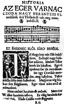 Tinódi: Song about battle of Eger castle on pages of Cronica