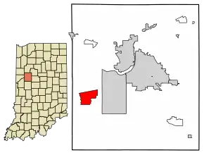 Location of West Point in Tippecanoe County, Indiana.