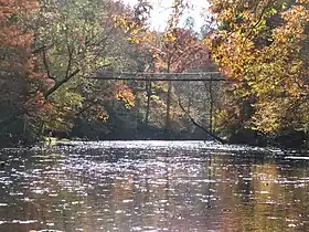 Swinging bridge over Bear Creek