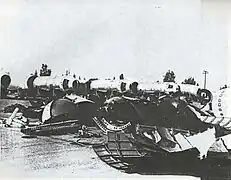 Titan-I ICBM SM vehicles being destroyed at Mira Loma AFS for the SALT-1 Treaty