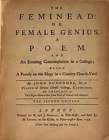 Title page of John Duncombe's The Feminead 2nd edition (London, 1754; rpt. 1757)