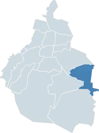 Location of Tláhuac within Mexico City