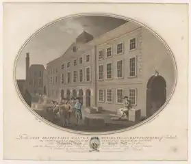 A view of the Linenhall, Dublin from around 1782 by the engraver Robert Pollard