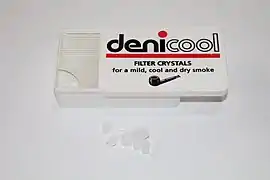 Smoking pipe filter crystals.