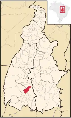 Location of Gurupi in the state of Tocantins