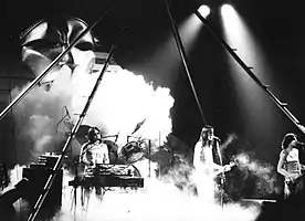 Utopia, 1977.  L-R: Roger Powell, Willie Wilcox, Todd Rundgren and Kasim Sulton.