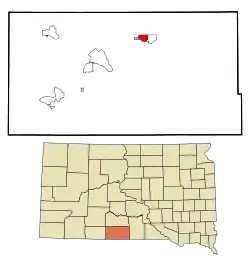 Location in Todd County and the state of South Dakota