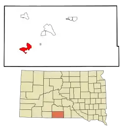 Location in Todd County and the state of South Dakota