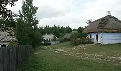 Old cottages in Kielce Countryside Museum in Tokarnia
