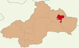 Map showing Başçiftlik District in Tokat Province