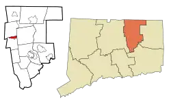 Location in Tolland County, then Tolland County's location in Connecticut