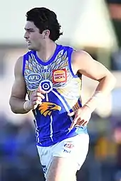 Male athlete in an Australian rules football game