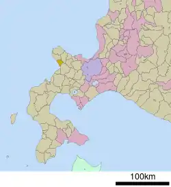 Location of Tomari in Hokkaido (Shiribeshi Subprefecture)