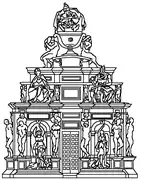 Reconstruction of the original project of 1505 for a freestanding tomb (after Franco Russoli, 1952)