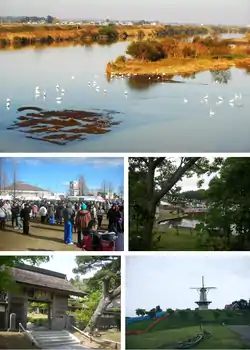 Upper: Swans on Hasama RiverMiddle: Japanese number one hatto Festival. Chacha world IshikoshiLower: Korin-ji, Naganuma footopia park