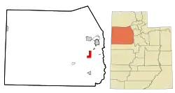 Location in Tooele County and the state of Utah