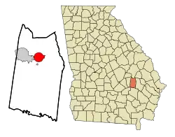 Location in Toombs County and the state of Georgia