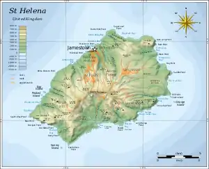 Topographic map of Saint Helena