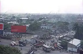 The Topsia crossing or JBS Haldane avenue and Gobinda Chandra Khatik Road crossing of Kolkata. This photograph was taken from the Vishwakarma Building.