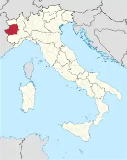 Location of the Province of Turin within Italy