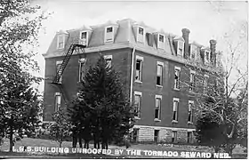 Tornado damage to Founders Hall - May 14, 1913
