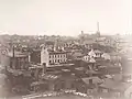 Looking north east. On the left hand edge one can see the Church of the Holy Trinity and in the centre can be seen the spire of the Toronto Normal School. Further to the right are group of churches, one which is Knox Presbyterian (photo)