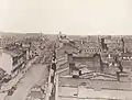 Looking east along King Street. On the north side of the street can be seen St. James Cathedral, which at that point did not have a spire. Across the street one can see St. Lawrence Hall