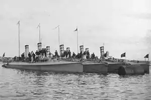 The torpedo boat Brand and three sister ships in Kiel in 1900
