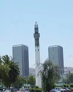 View of Las Torres at background of the Aguacaliente Minaret