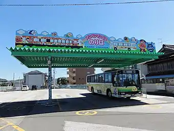 Bus stop in front of the station