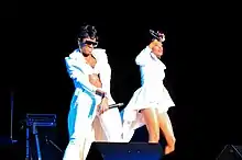 L-R: Pamela Long and Kima Raynor Dyson perform at the Legends of Bad Boy concert in Beverly Hills, California in 2014. Not pictured: Keisha Spivey Epps.