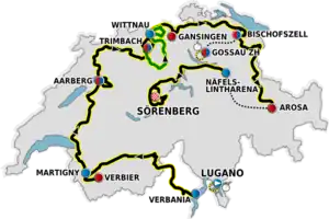 The route of the 2012 Tour de Suisse